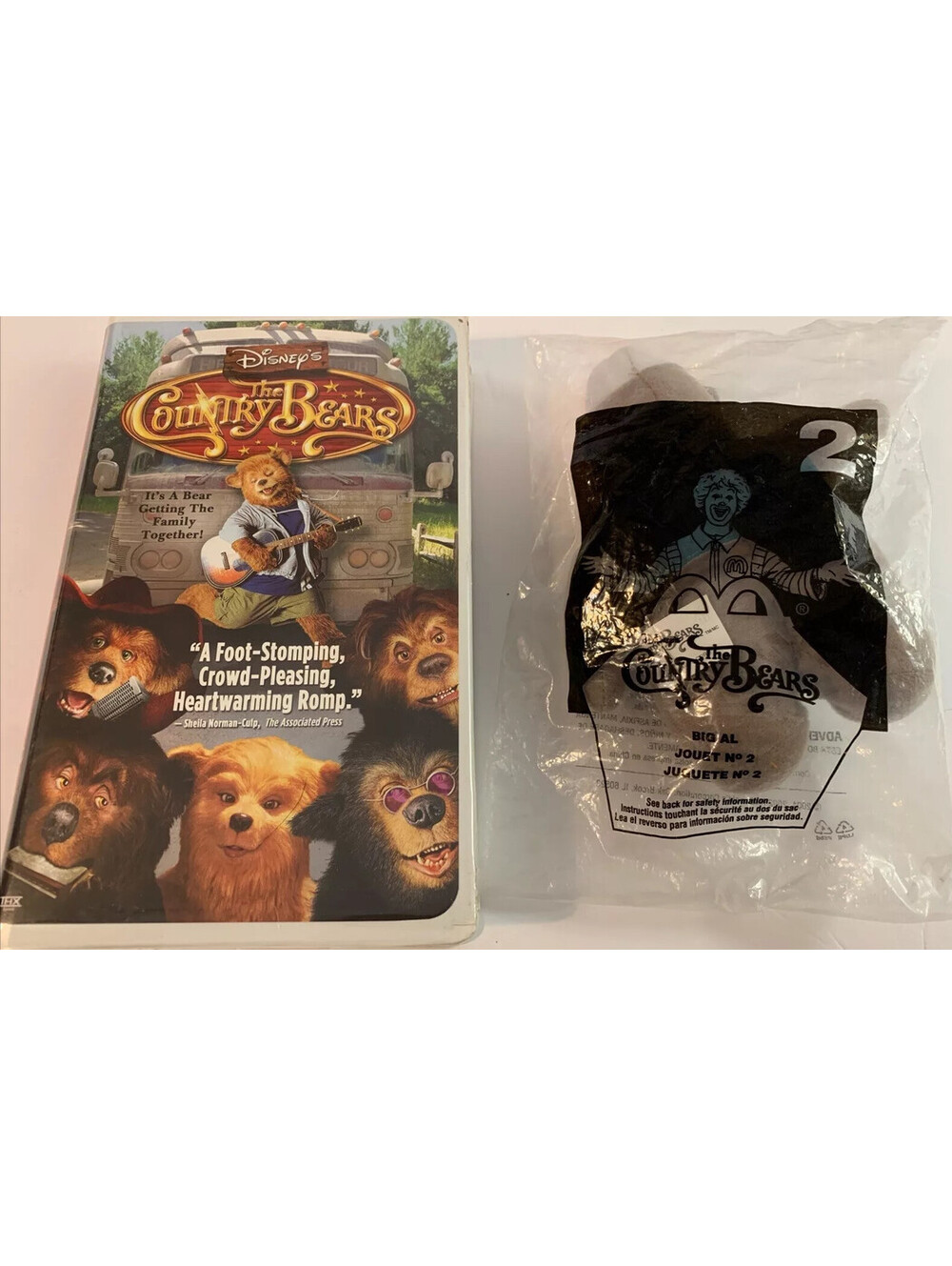 Vtg Disney The Country Bears Set VHS Movie + Big Al McDonald’s Happy Meal Toy
